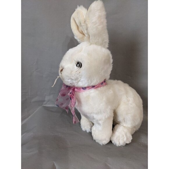 applause bunny rabbit plush sitting pink ribbon b bow 10"  soft white cream - Picture 8 of 10
